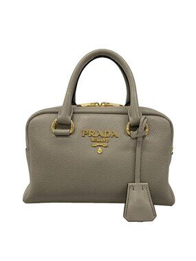 Prada Handbag Gray Leather